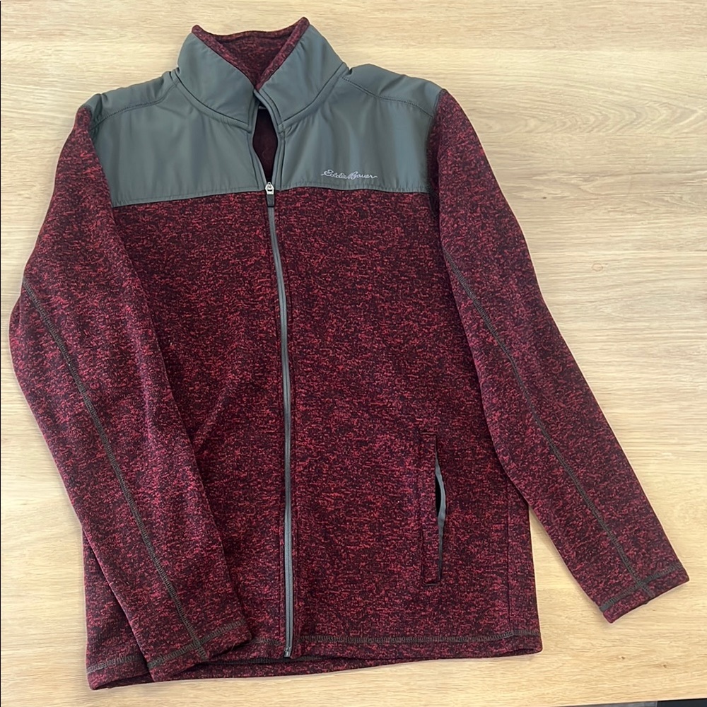 Eddie Bauer Red and Gray Lightweight Shirt Jacket